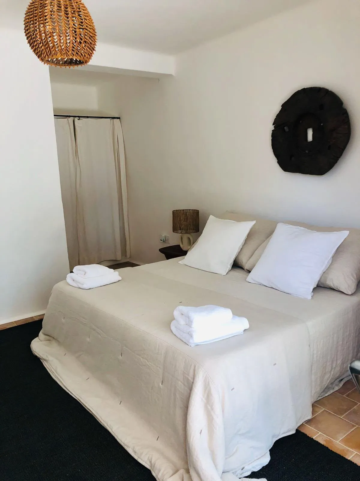 Main House Room 2 with pool view and private patio at the Heart Essence Retreat in Formentera